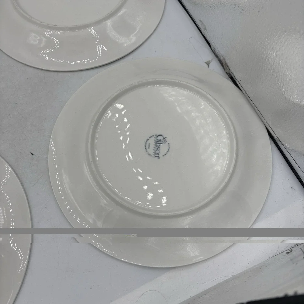 Gibson Dinner Plates Flourish White Embossed Fruit 10